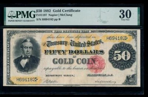 AC Fr 1197 1882 $50 Gold Certificate PMG 30 - Picture 1 of 2
