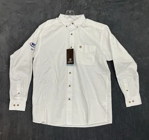 Camisa Ariat Manga Larga Para Hombre Grande Clásica Blanca Vaquero Occidental LOGO - Imagen 1 de 16