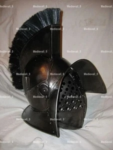 Elmetto Gladiatore Murmillo 18G con Pennacchio Nero Elmetto Gladiatore Medievale per Gif - Foto 1 di 7