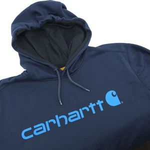Carhartt Hoodie Mens Large Navy Blue Force Extremes Graphic Pullover Work Wear - Picture 1 of 9