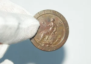 1797 Seated Britannia King George III "Cartwheel" Genuine Penny w/Toning - Picture 1 of 10