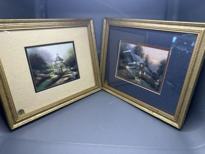 Juego de 2 gazebo oculto arte impreso enmarcado Thomas Kinkade y casa de campo de Julianne’s Foto 1 de 4