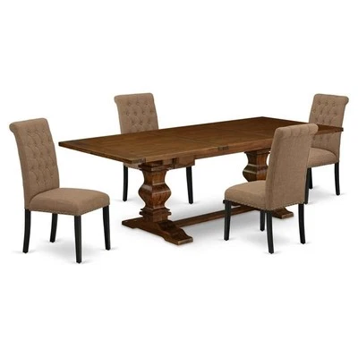 East West Furniture Lassale 5-piece Wood Dining Set in Walnut/Light Sable - Image 1 of 4