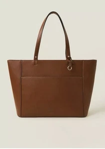 New Women’s Accessorize Phoebe Tote Bag Classic Tan Faux Leather Shoulder Bag - Picture 1 of 5