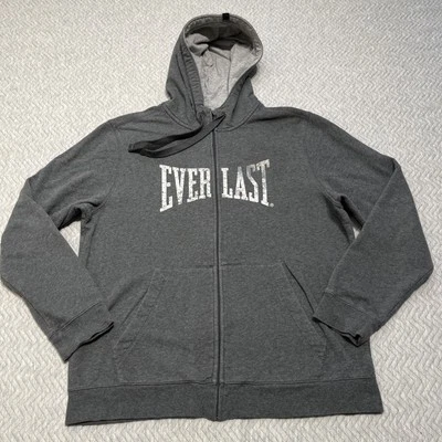 复古 Everlast 连帽衫男式 XL 特大号灰色白色运动衫拳击健身房 Y2K — 第 1/4 张图片