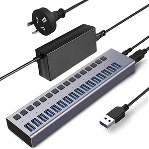 Powered USB Hub,16 Ports 90W USB 3.0 Data Port, Aluminum Housing, Individual - Picture 1 of 7