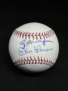 NEW YORK YANKEES DON LARSEN SIGNED BASEBALL ROY HALLADAY AUTOGRAPH JSA COA PG - Picture 1 of 3