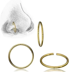 20G PLAIN BRASS NOSE RING SMALL 8MM RING NOSE STUD HELIX EAR HOOP TRAGUS - Picture 1 of 1