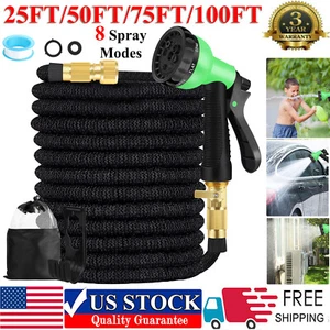 25-100FT Heavy Duty Expandable Flexible Garden Hose Water Pipe Gun Spray Nozzle - Picture 1 of 27