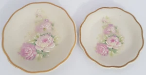 Vintage Pair Of Porcelanas Ibis Aveiro Portugal Pin Dish Décor Plate Pink Flower - Imagen 1 de 11