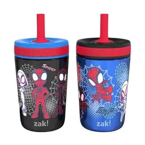 Zak Designs 12 oz. Vaso de doble pared de acero inoxidable para niños con pajita - Imagen 1 de 25