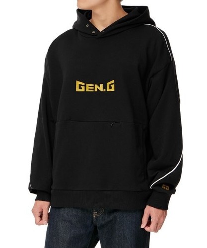 Felpa con cappuccio Puma Gen.G Stripe nera taglia media 536734 01 nuova con etichette