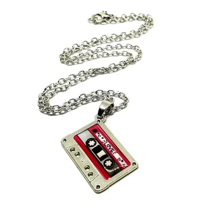 Tape Cassette Pendant 80's Necklace Nostalgic Quirky Retro Gen X Fun Jewellery - Picture 1 of 11