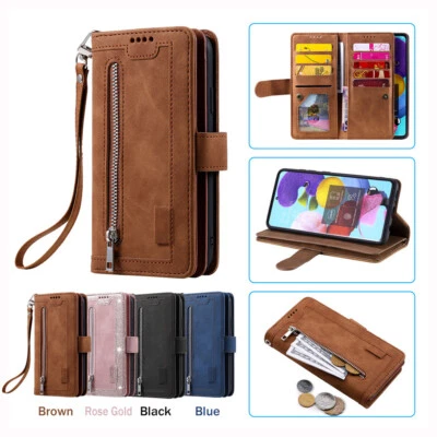 For iPhone 15 14 Pro Max 13 Retro Wallet Card Flip Leather Phone Case Slim Cover - Image 1 of 4