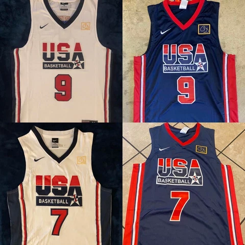 Jordan #9 Bird #7 USA Basketball Olympic Dream Team Men's Jersey Cover