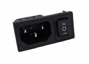 Kaltgeräte-Steckverbinder C-14 10A/250V, mit 3-Pin Schalter 6A/250V, Ein/Aus/Ein - Picture 1 of 5