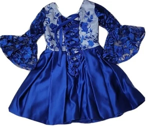 Janay Deann fashion maniac blue embroidery dress girls size 6 NEW #04 - Picture 1 of 10