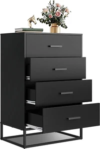 Wood Dresser for Bedroom with 4 Drawers, Chest of Drawers, Tall Dresser Drawers - Picture 1 of 9