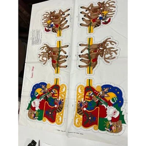 Cranston VIP Screen Print Santa's Sleigh Fabric Panel DIY Cut Sew  - Picture 1 of 7