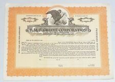 Vintage B. M. T. CREDIT CORPORATION Stock Certificate NEW YORK Orange
