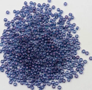 Perline semi vetro vintage TOHO Japan trasparente metallizzato lavanda blu 8/0 11g - Foto 1 di 3
