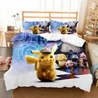 3D Pokemon Pikachu Quilt Duvet Cover Pillowcase Bedding Set Single Double Gifts