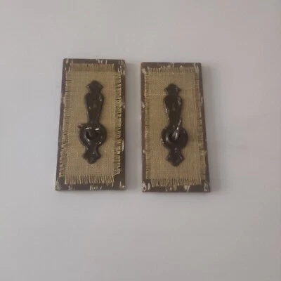 2 винтажные декоративные деревянные настенные таблички с мешковиной и металлическим ключом и замком - Изображение 1 из 4