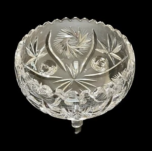 American Cut Lead Crystal Eleanor Round 5” Footed Open Bowl Candy Dish - Picture 1 of 8