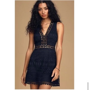 Lulu’s Take Me Dancing Navy Blue Crochet Lace Sleeveless Mini Dress Size XS - Picture 1 of 12