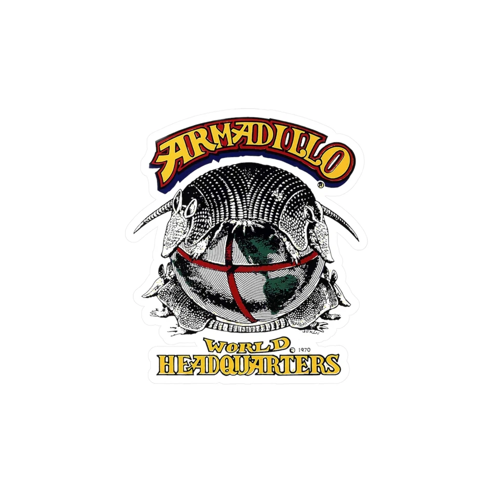 CHEEKY MONKEY TEES Armadillo World Headquarters, Austin Texas, Kiss-Cut Vinyl Decal Sticker