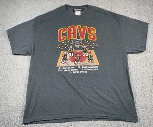Cleveland Cavaliers T Shirt Mens 2xl Gray Cartoon Short Sleeve Lebron Kyrie Love - Picture 1 of 10