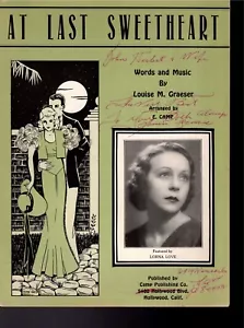 Endlich Sweetheart Noten 1934 Lorna Love Fran Hays John Herbert - Bild 1 von 3