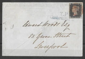 GB 1840 1d Placa de Cubierta Negra 1b - TP Camberwell probablemente 4 márgenes - Imagen 1 de 2