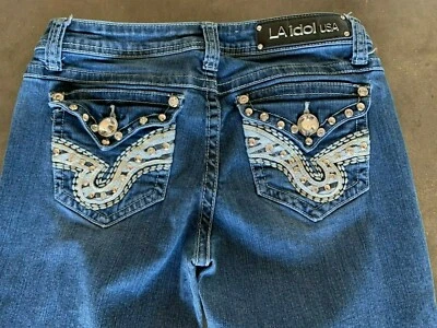 LA IDOL Skinny Jeans  Flap Bling pockets (size 7 x 31 1/2" inseam  - Image 1 of 4