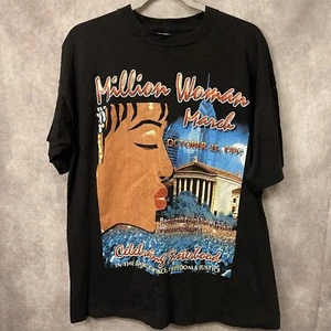 Vintage 90s Million Woman March Sisterhood Black Rap T-Shirt Adult Size XL USA - Bild 1 von 3