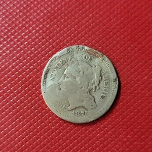 1875 Three Cent Nickle - Picture 1 of 2