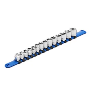14 Piece 3/8" Drive 6 Point Stubby Socket Set, Metric, Mirror Chrome 6-19mm - Picture 1 of 7