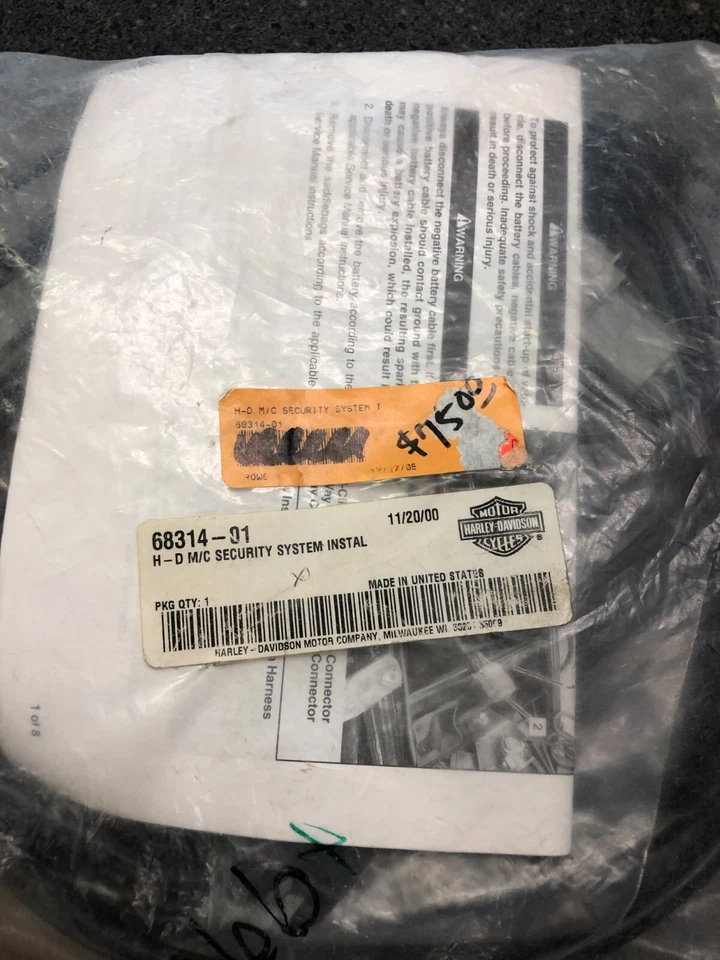Harley-Davidson M/c Security System Installation Kit 68314-01
