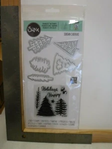 SIZZIX #663684 WINTER TREES HOLIDAYS CLEAR STAMPS & FRAMELIT DIES NEW A25716 - Picture 1 of 2