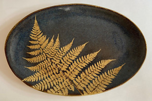 Kaleidoscope Pottery Fern Pattern Dark Medium Oval Platter 10.5" x 7", Mint