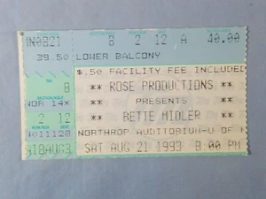 8-21-93 1993 Bette Midler Vtg Concert Ticket Stub Minneapolis Minnesota - Picture 1 of 2