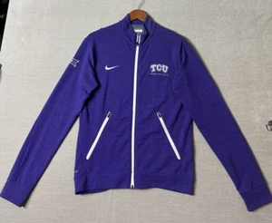 Nike Dri-Fit Full Zip Up Track Jacket TCU Horned Frogs Mens Small Purple Stretch - Picture 1 of 11