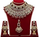 Red Stone Imitation Khundan Necklace Set Indian/pakistani Bollywood Style