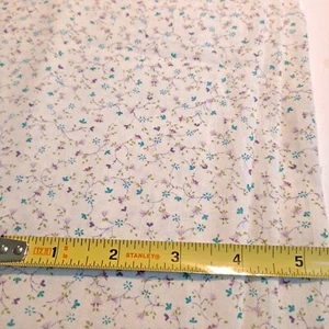 Vintage Floral Cotton Fabric 1 Yard X 45" Teal Purple Doll Clothes Quilting - Picture 1 of 2