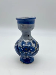 Handbemalte mexikanische blaue Tonala Keramik Kerzenständer Halter Knospe Vase signiert 5" - Bild 1 von 4
