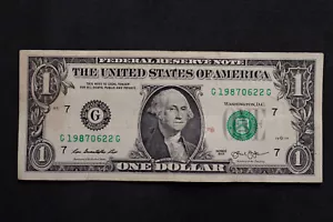 ONE DOLLAR FANCY BIRTHDAY/ANNIVERSARY NOTE JUNE 22, 1987 SN G 19870622 G - Picture 1 of 3