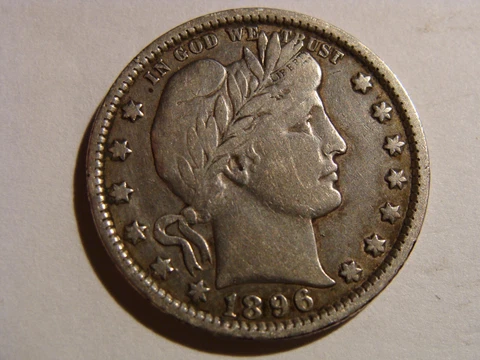 1896-O Barber Quarter - nearly XF condition Cover