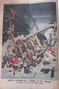 NAVY SHIPWRECK RESCUE BOATS ENGRAVING LE PETIT NEWSPAPER 1912 - Picture 1 of 1