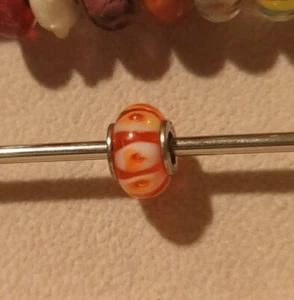 Seltenes Tedora STERLINGSILBER Orange MURANO ITALIEN GLASPERLEN ARMBAND CHARM - Bild 1 von 3