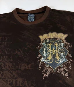Raw Blue Goth Militancy T-Shirt 2XL - Acid Wash Brown with Angel Wings - Picture 1 of 10